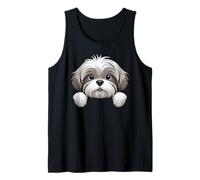 Simpatico Cucciolo di Lhasa Apso Che sbircia Divertente Amante dei Cani Lhasa Apso Canotta