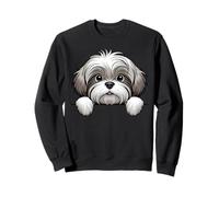Simpatico Cucciolo di Lhasa Apso Che sbircia Divertente Amante dei Cani Lhasa Apso Felpa