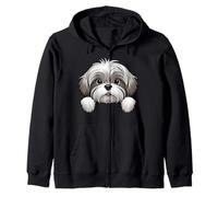 Simpatico Cucciolo di Lhasa Apso Che sbircia Divertente Amante dei Cani Lhasa Apso Felpa con Cappuccio