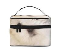 Simpatico cucciolo di maltese stampato, borsa da viaggio per il trucco da donna, grande organizer per cosmetici