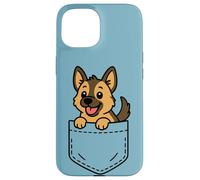 Simpatico cucciolo di pastore tedesco Pocket Pal divertente cucciolo GSD Custodia per iPhone 15