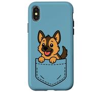 Simpatico cucciolo di pastore tedesco Pocket Pal divertente cucciolo GSD Custodia per iPhone X/XS