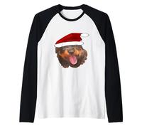 Simpatico Cucciolo di Rottweiler Che Indossa Un Cappello da Babbo Natale per Le Maglia con Maniche Raglan