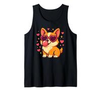 Simpatico Cucciolo di San Valentino Corgi con Occhiali da Sole a Cuore Canotta