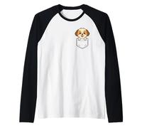 Simpatico cucciolo di Shih Tzu Pocket Pal divertente Shih Tzu cane di piccola taglia Maglia con Maniche Raglan