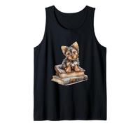 Simpatico Cucciolo di Yorkie sui Libri Acquerello Dog Lover Design Canotta