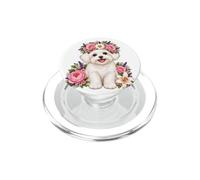 Simpatico cucciolo floreale maltese con corona di fiori e cane PopSockets PopGrip per MagSafe