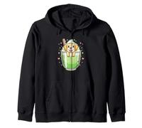 Simpatico cucciolo in Matcha Drink Kawaii Dog Dessert Art Felpa con Cappuccio