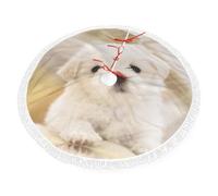 Simpatico cucciolo maltese albero di Natale anello collare per albero di Natale copertura reale alberi artificiali interni esterni