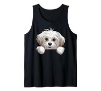 Simpatico Cucciolo Maltese Che sbircia Divertente Amante dei Cani maltesi Canotta