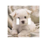Simpatico cucciolo maltese durevole ed elegante piastra da parete - stampa su tutta la superficie, materiale PC, resistente al calore e allo sbiadimento, facile da installare