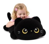 Simpatico cuscino di peluche per gatti neri Kawaii, gatto nero, peluche Squishy, cuscino in peluche per bambini e ragazze (20 pollici)