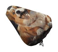 Simpatico cuscino imbottito per bicicletta con cane Corgi, per uomo e donna, comodo, impermeabile, con coulisse, per mountain bike