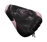 Simpatico cuscino nero per bicicletta a forma di carlino, morbido e imbottito, per uomo e donna, comodo, impermeabile, coprisella per bici da strada con coulisse, cuscino di ricambio per mountain bike