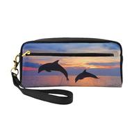 Simpatico delfino stampato, Borsa per il trucco Borsa per cosmetici Borsa da viaggio portatile da toilette Astuccio in pelle per donne e ragazze