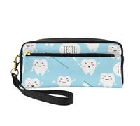 Simpatico dentista igienista dentale stampa blu, Borsa per il trucco Borsa per cosmetici Borsa da viaggio portatile da toilette Astuccio in pelle per donne e ragazze