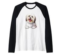 Simpatico Design a Forma di Cane Lhasa Apso Maglia con Maniche Raglan