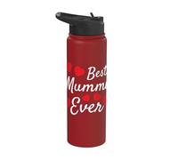 Simpatico design a forma di cuore con scritta in inglese "Best Mummy Ever" Stainless Steel Insulated Water Bottle