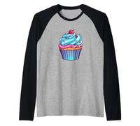 Simpatico Design a Forma di Cupcake, per Uomini e Donne, Pasticceria, Cibo, Cupcake, Amanti Maglia con Maniche Raglan