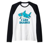 Simpatico design a forma di squalo "I Like Sharks" per amanti degli squali Maglia con Maniche Raglan