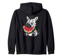 Simpatico Design a Forma di Zebra, mangiando Anguria Felpa con Cappuccio