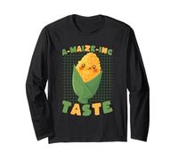 Simpatico Design A-Maize-ING Gusto Corn Pun Foodie Maglia a Manica