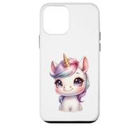 Simpatico design a unicorno con criniera arcobaleno per ragazze Custodia per iPhone 12 mini