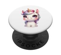 Simpatico design a unicorno con criniera arcobaleno per ragazze PopSockets PopGrip Adesivo