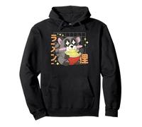 Simpatico Design Anime con Procione Che Mangia Ramen Kawaii Felpa con Cappuccio