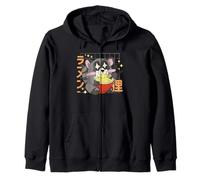 Simpatico Design Anime con Procione Che Mangia Ramen Kawaii Felpa con Cappuccio