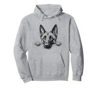 Simpatico design belga Malinois che sbircia per il proprietario del cane Felpa con Cappuccio