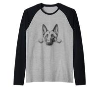Simpatico design belga Malinois che sbircia per il proprietario del cane Maglia con Maniche Raglan