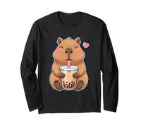Simpatico Design Boba Capybara Kawaii Bubble Tea Maglia a Manica