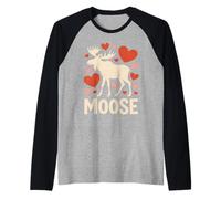 Simpatico Design con Alce Romantica, Arte Animale del Bosco Maglia con Maniche Raglan