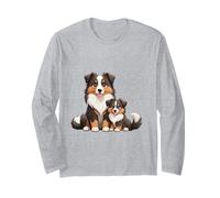 Simpatico Design con Cane da Pastore Australiano e Cucciolo Maglia a Manica