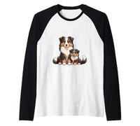 Simpatico Design con Cane da Pastore Australiano e Cucciolo Maglia con Maniche Raglan