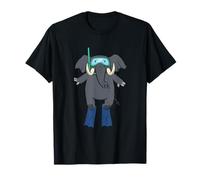 Simpatico Design con Elefante e Snorkeling in Stile Cartone Animato Maglietta
