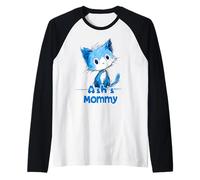 Simpatico design con gatto blu per Ash Mommy Maglia con Maniche Raglan