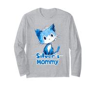 Simpatico design con gatto blu per mamma argentata Maglia a Manica