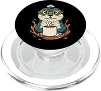 Simpatico design con lontra di fiume per gli amanti del caffè e delle ciambelle PopSockets PopGrip per MagSafe