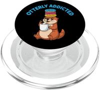 Simpatico design con lontra di fiume per gli amanti del caffè e delle ciambelle PopSockets PopGrip per MagSafe