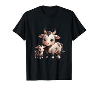 Simpatico Design con Mucca e Vitello da Fattoria Maglietta