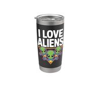 Simpatico design con scritta "I Love Aliens" Bicchiere termico in acciaio inox doppia parete