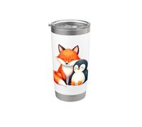 Simpatico design con volpe e pinguino Bicchiere termico in acciaio inox doppia parete