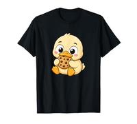 Simpatico Design Kawaii con Anatra Che Mangia Biscotti Maglietta