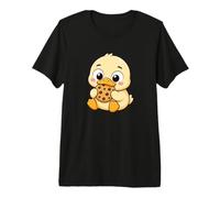 Simpatico Design Kawaii con Anatra Che Mangia Biscotti Maglietta Premium