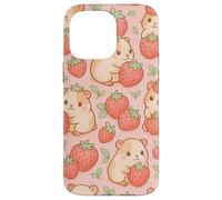 Simpatico design kawaii con fragole e porcellini d'India Custodia per iPhone 14 Pro Max