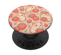 Simpatico design kawaii con fragole e porcellini d'India PopSockets PopGrip Adesivo