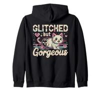 Simpatico Design Pixel Art con Gatto Glitched ma splendido Felpa con Cappuccio