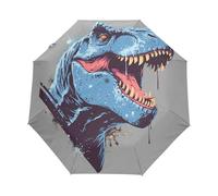 Simpatico Dinosauro Alla Moda Blu Ombrello Pieghevole Automatico Ombrelli Antivento Protezione UV da Viaggio per Bambini Ragazzi Ragazze